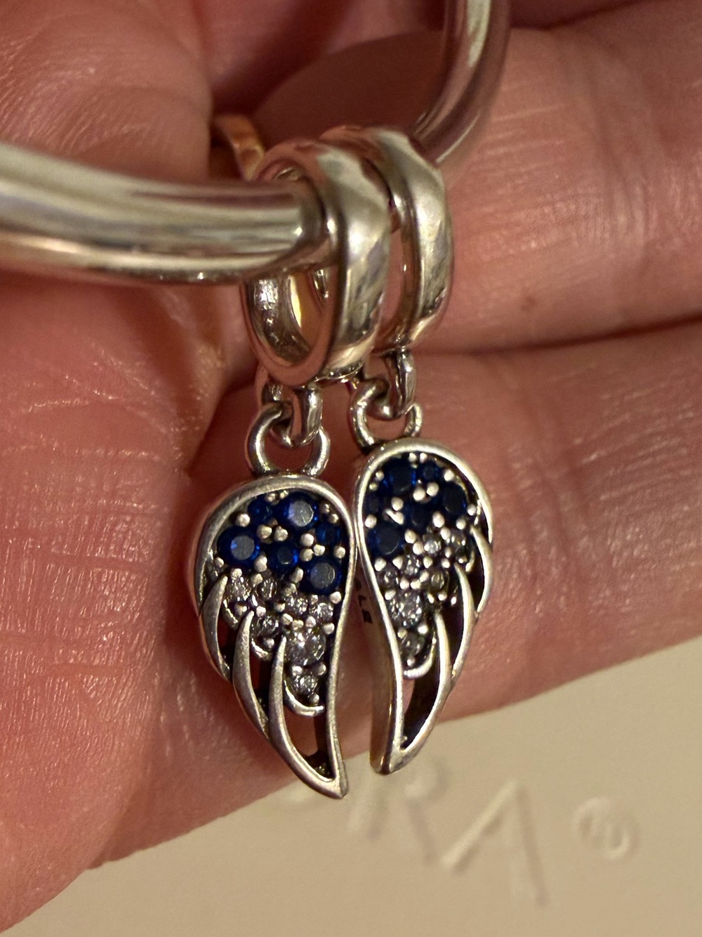 Pandora Sparkling Splittable Angel Wings Dangle Charm #792821C01